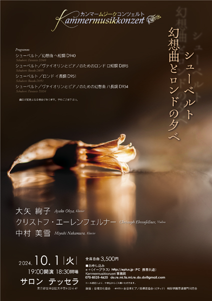 カンマームジークコンツェルト
                  シューベルト－幻想曲とロンドの夕べ